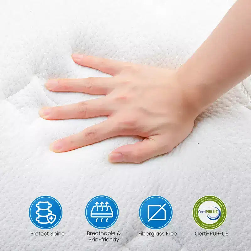 Swedrea Hybrid Mattress Breathable Medium Cooling Memory Foam Bed-in-a-Box White