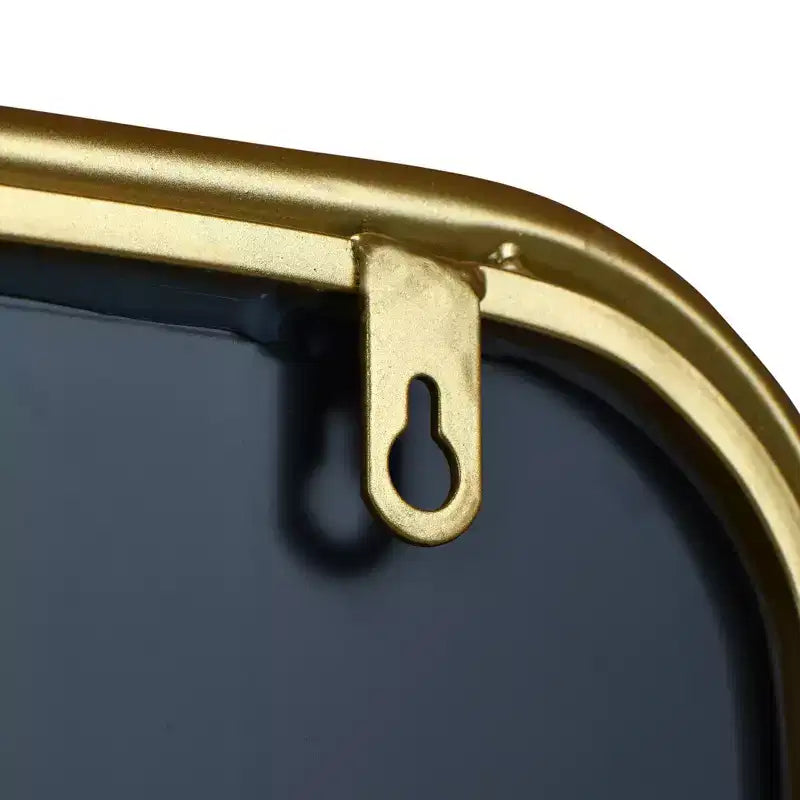 Storied Home Metal Framed Wall Mirror with Shelf and 2 Rods, Gold