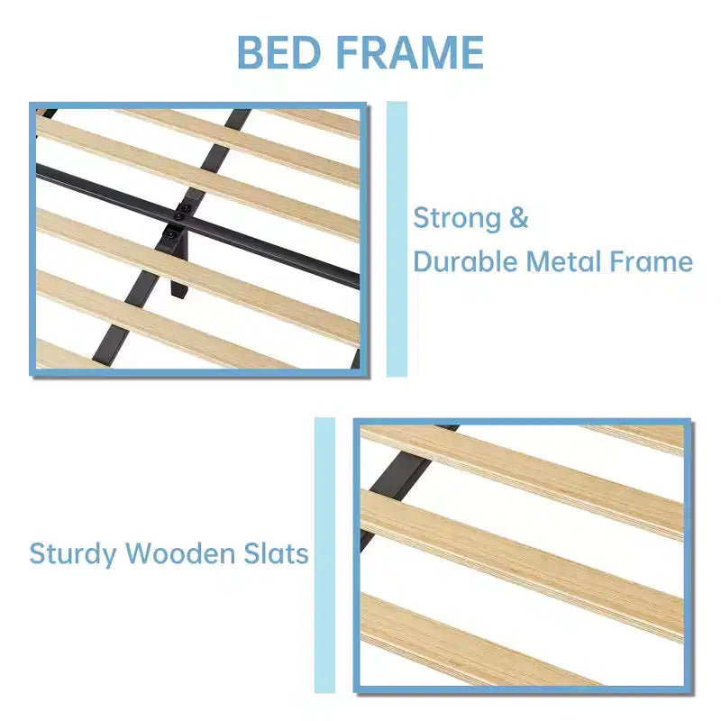 GustoWave Velvet Upholstered Twin Platform Bed Frame, with Height Adjustable Headboard