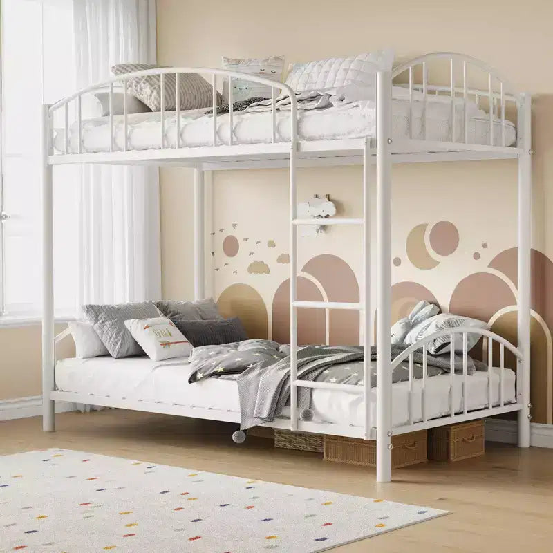 GustoWave Metal Bunk Bed Twin Over Twin, with Arched Guardrail and Safety Ladder