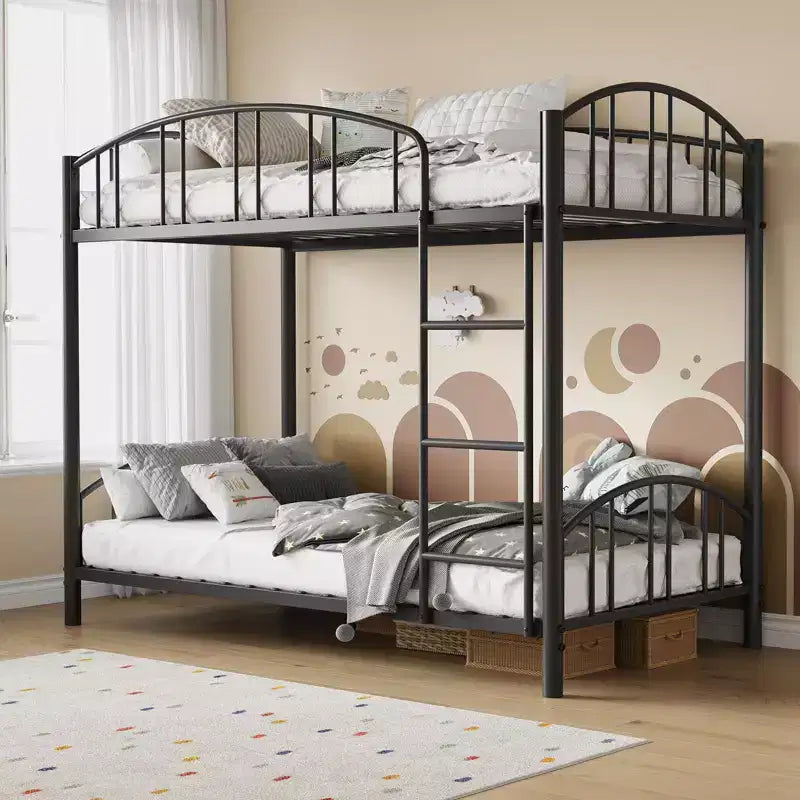 GustoWave Metal Bunk Bed Twin Over Twin, with Arched Guardrail and Safety Ladder