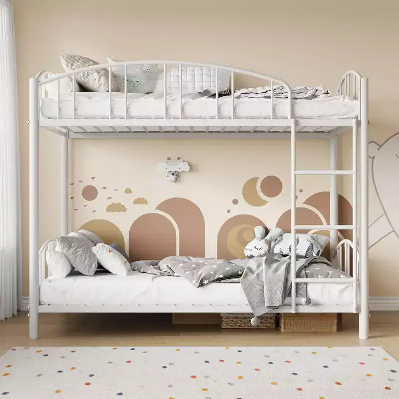 GustoWave Metal Bunk Bed Twin Over Twin, with Arched Guardrail and Safety Ladder