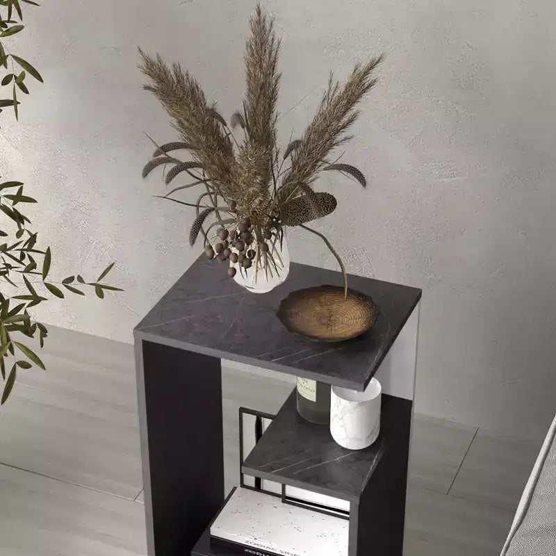 Zeus & Ruta Modern 25'' High End Table with Open Storage Shelves