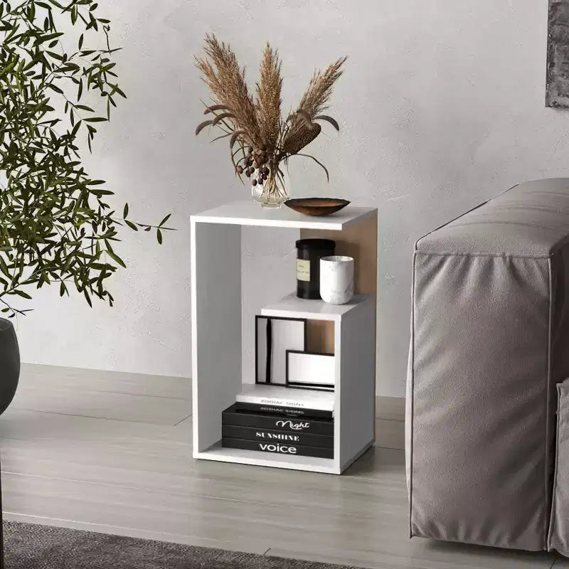 Zeus & Ruta Modern 25'' High End Table with Open Storage Shelves