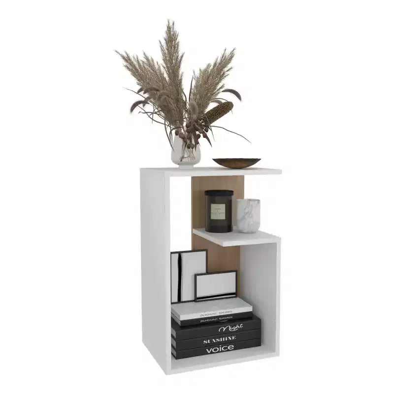 Zeus & Ruta Modern 25'' High End Table with Open Storage Shelves