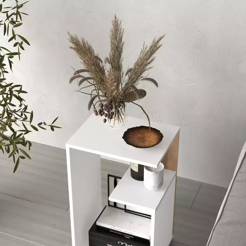 Zeus & Ruta Modern 25'' High End Table with Open Storage Shelves