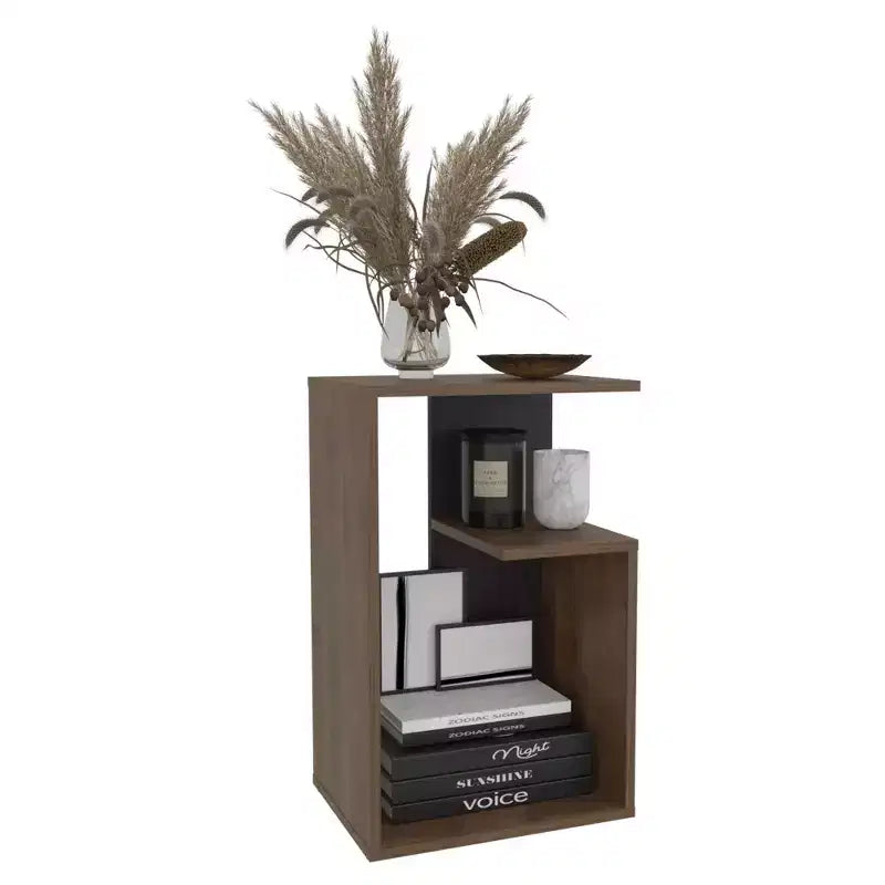 Zeus & Ruta Modern 25'' High End Table with Open Storage Shelves