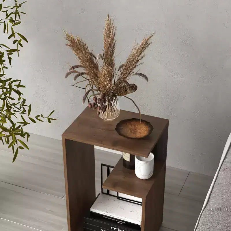 Zeus & Ruta Modern 25'' High End Table with Open Storage Shelves