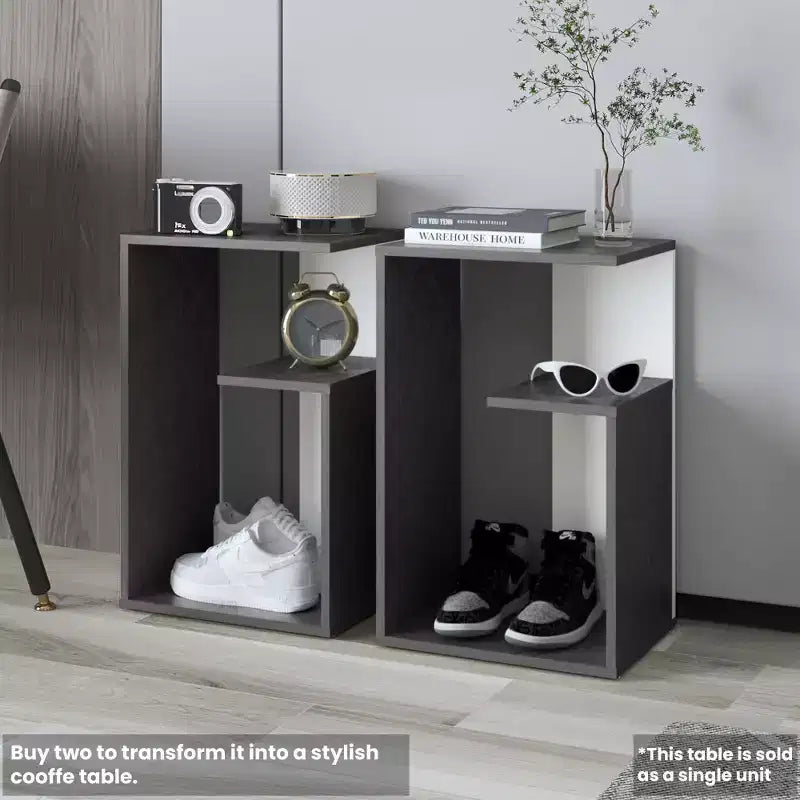 Zeus & Ruta Modern 25'' High End Table with Open Storage Shelves