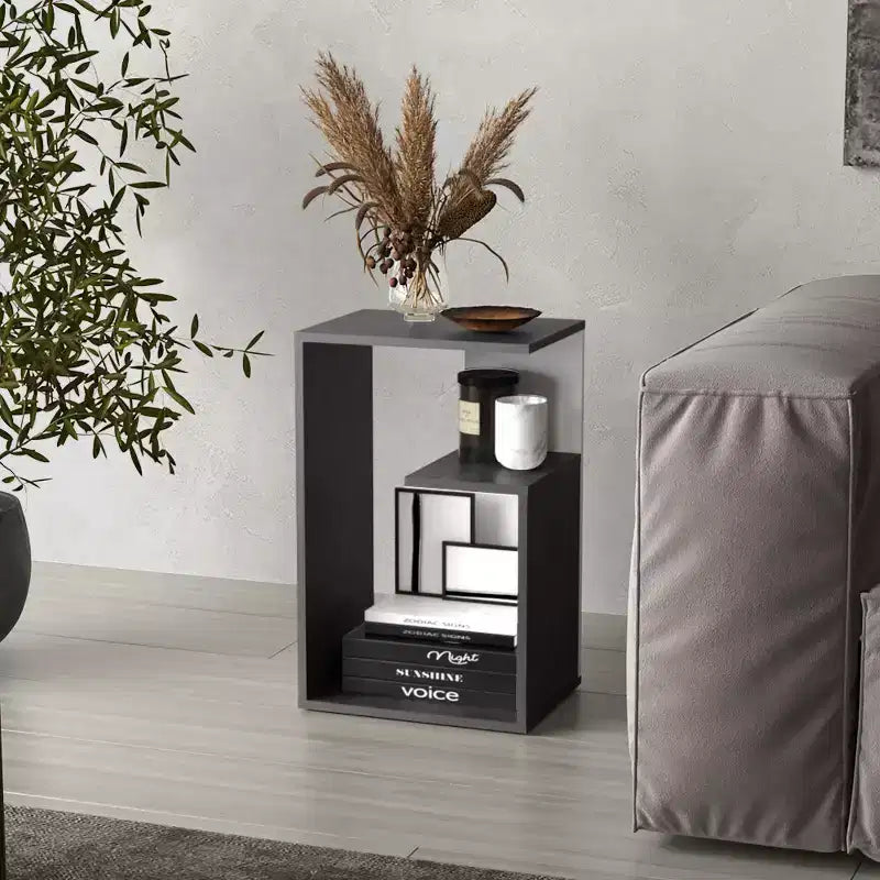 Zeus & Ruta Modern 25'' High End Table with Open Storage Shelves