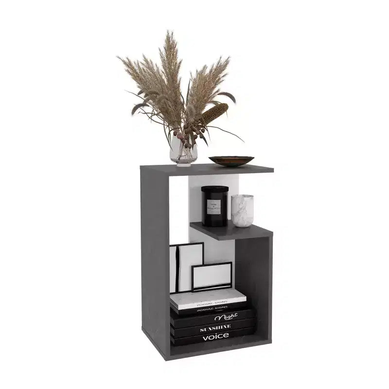 Zeus & Ruta Modern 25'' High End Table with Open Storage Shelves