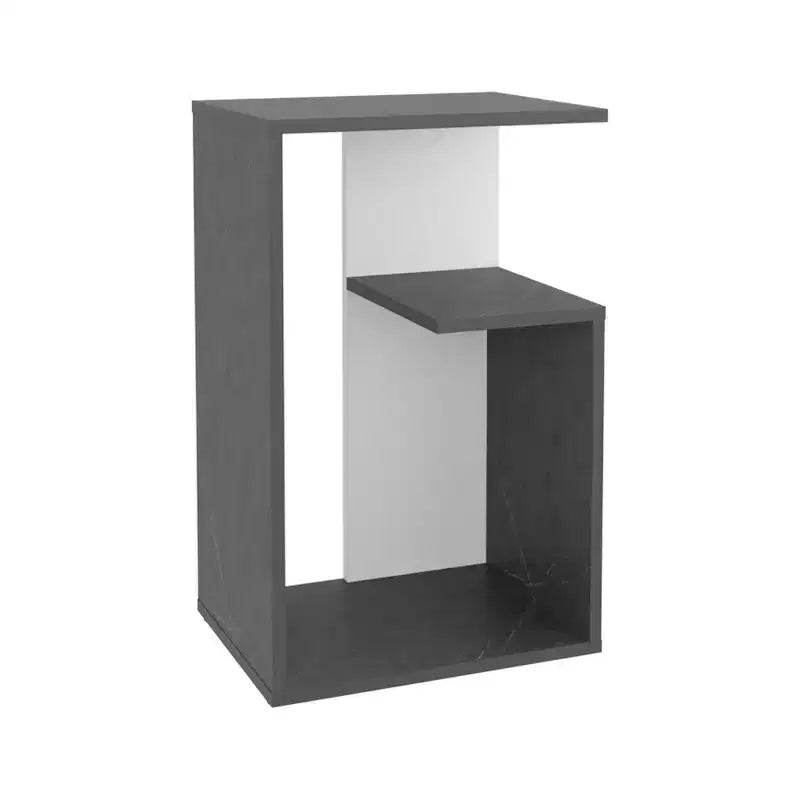 Zeus & Ruta Modern 25'' High End Table with Open Storage Shelves