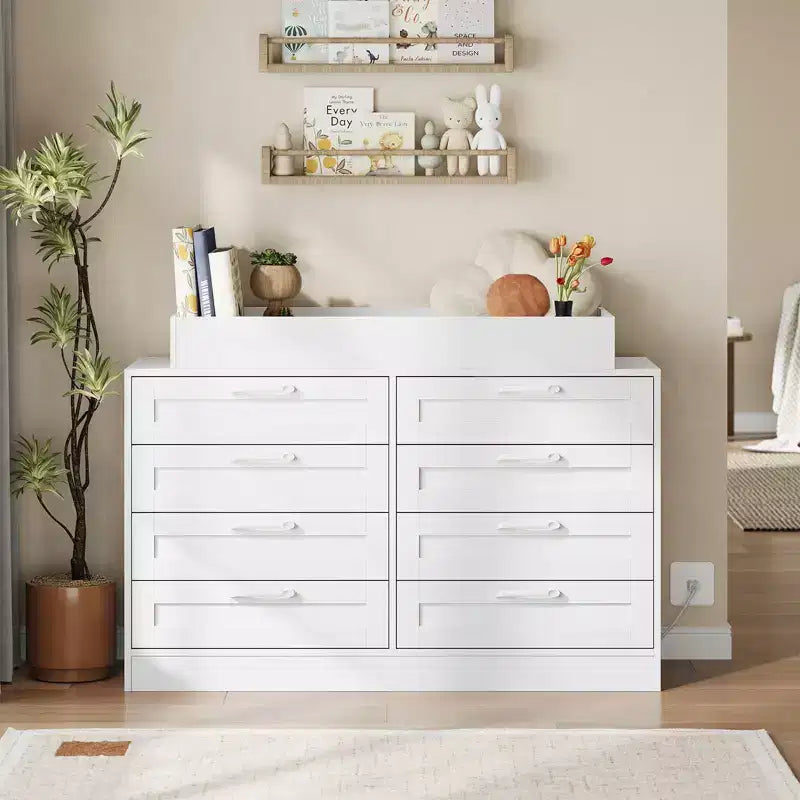 Zstar 5 Dresser for Bedroom, 41.3 Tall Vertical Drawer Dresser with Storage Freestanding, Wooden Closet Storage Chest for Living Room, White