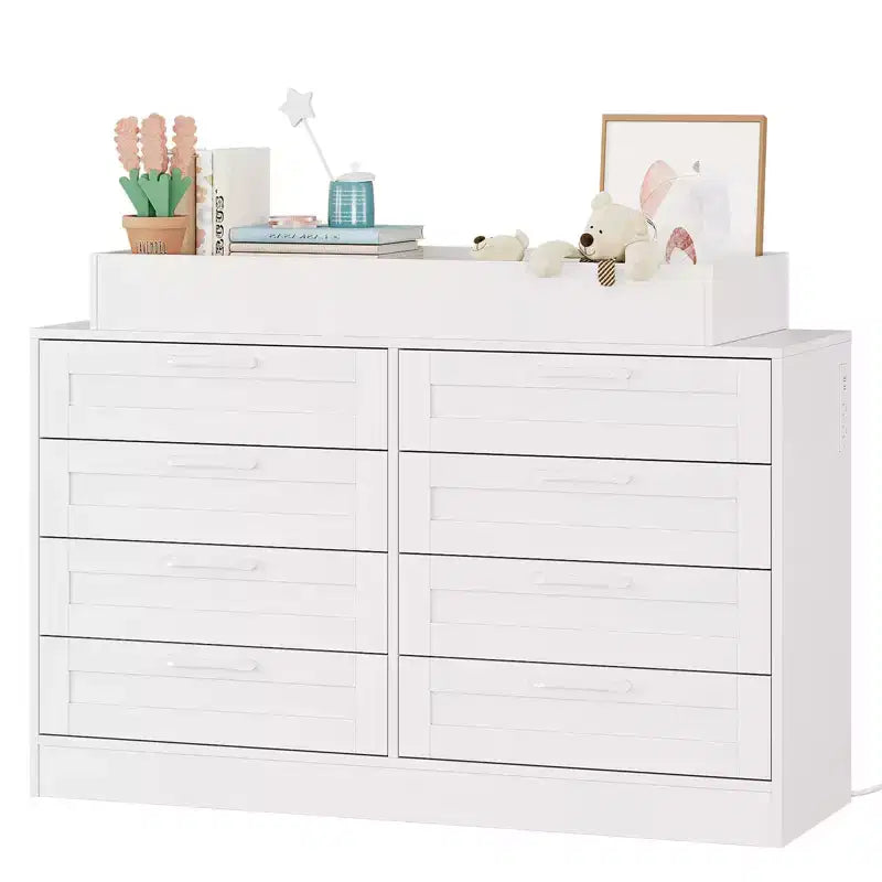 Zstar 5 Dresser for Bedroom, 41.3 Tall Vertical Drawer Dresser with Storage Freestanding, Wooden Closet Storage Chest for Living Room, White