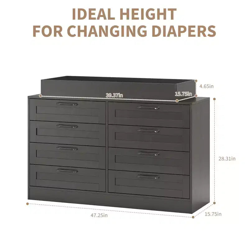 Zstar 5 Dresser for Bedroom, 41.3 Tall Vertical Drawer Dresser with Storage Freestanding, Wooden Closet Storage Chest for Living Room, White