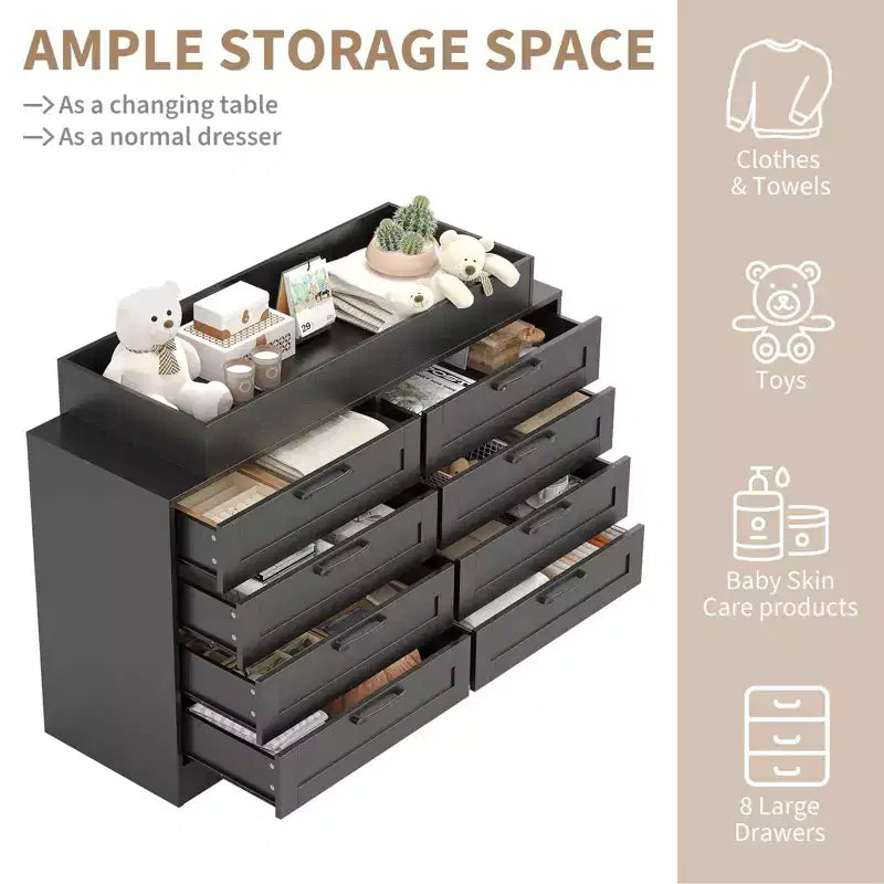 Zstar 5 Dresser for Bedroom, 41.3 Tall Vertical Drawer Dresser with Storage Freestanding, Wooden Closet Storage Chest for Living Room, White