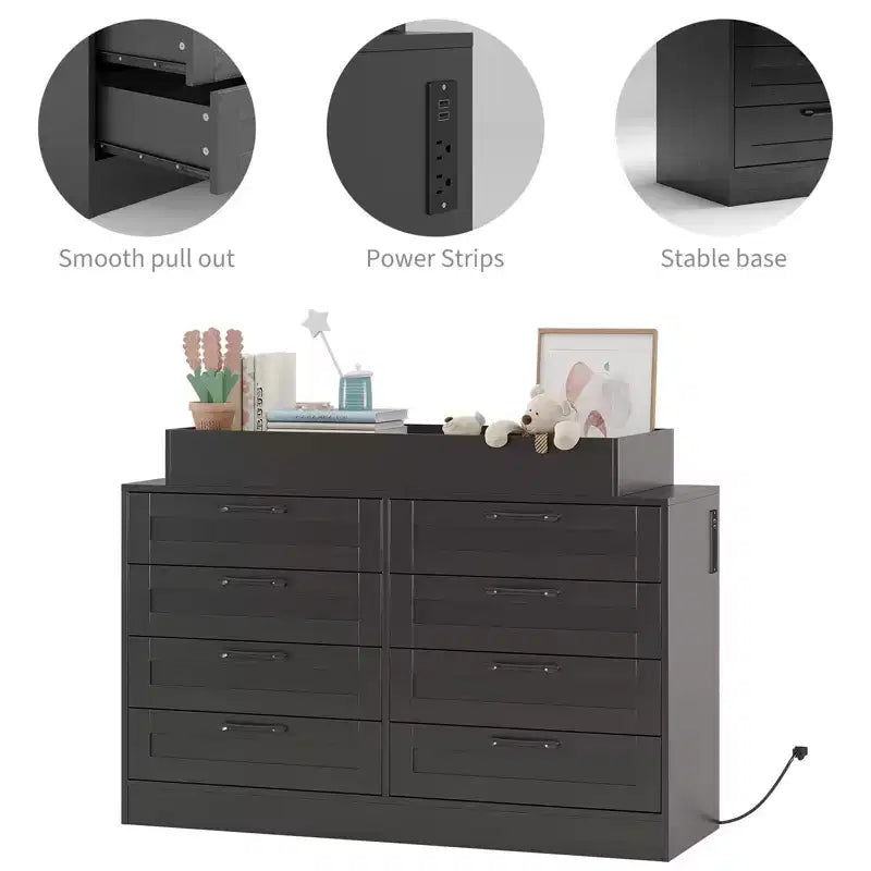 Zstar 5 Dresser for Bedroom, 41.3 Tall Vertical Drawer Dresser with Storage Freestanding, Wooden Closet Storage Chest for Living Room, White