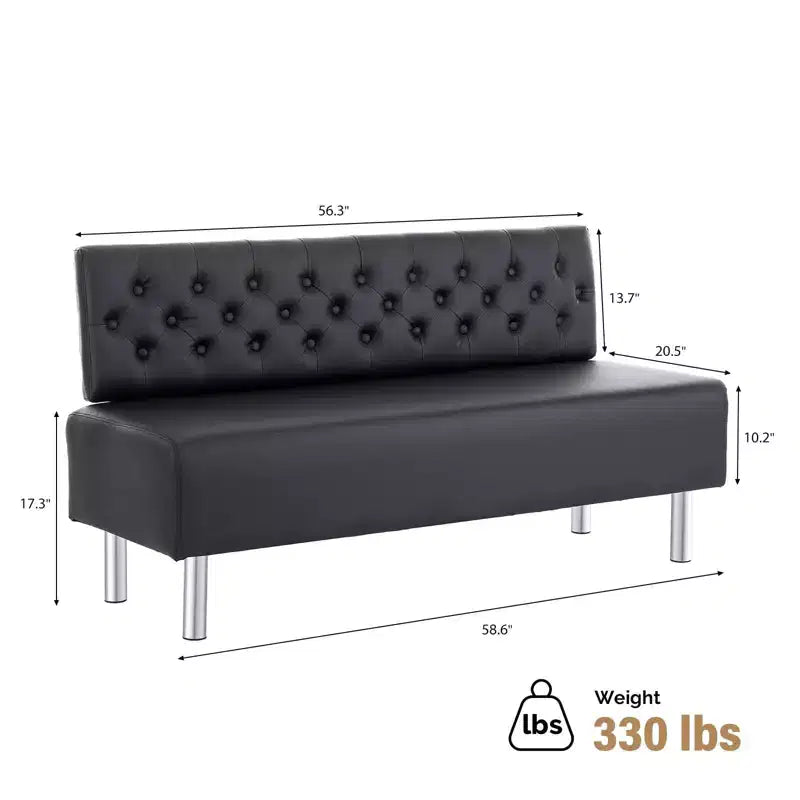 Karl Home 58.6 in. Upholstered Waiting Room Reception Bench Chair with Button Tufted Backrest