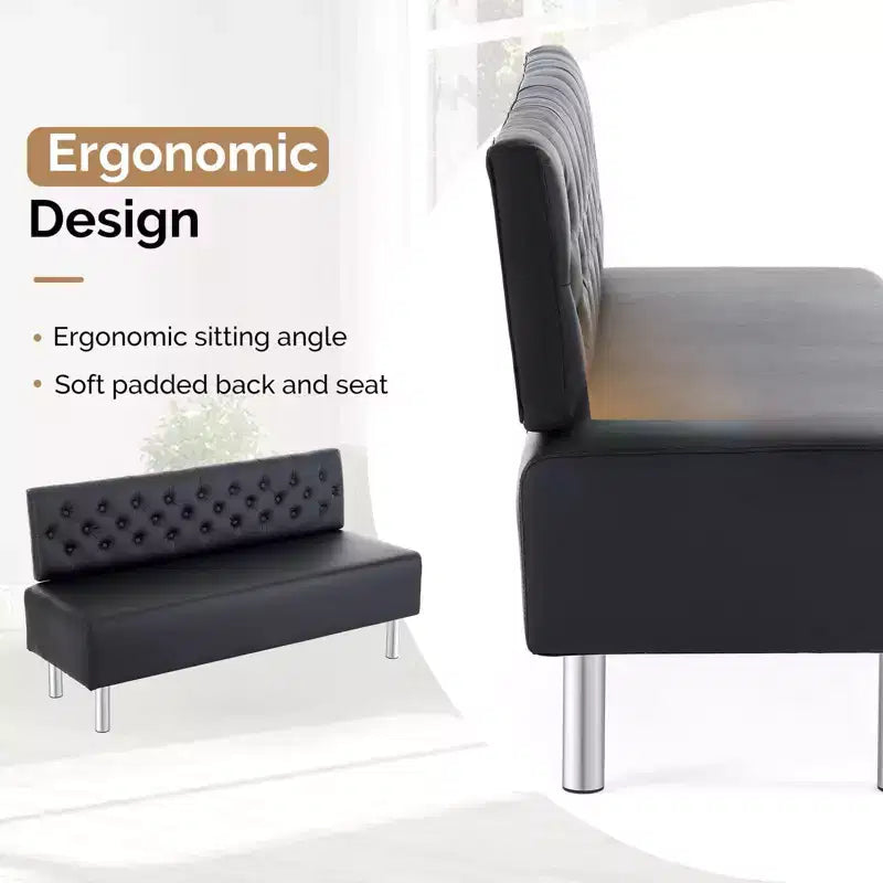 Karl Home 58.6 in. Upholstered Waiting Room Reception Bench Chair with Button Tufted Backrest