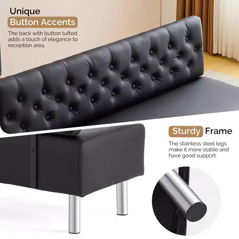 Karl Home 58.6 in. Upholstered Waiting Room Reception Bench Chair with Button Tufted Backrest