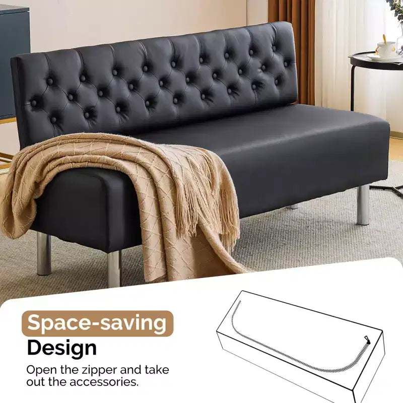 Karl Home 58.6 in. Upholstered Waiting Room Reception Bench Chair with Button Tufted Backrest