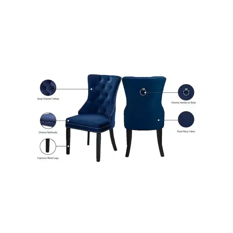 Meridian Furniture,Nikki Velvet Dining Chair, Set of 2