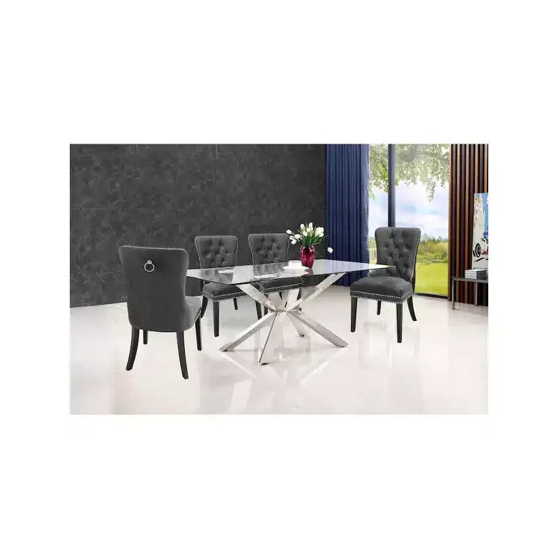 Meridian Furniture,Nikki Velvet Dining Chair, Set of 2