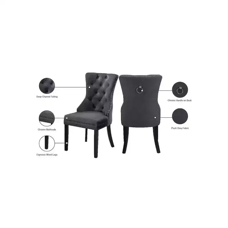 Meridian Furniture,Nikki Velvet Dining Chair, Set of 2
