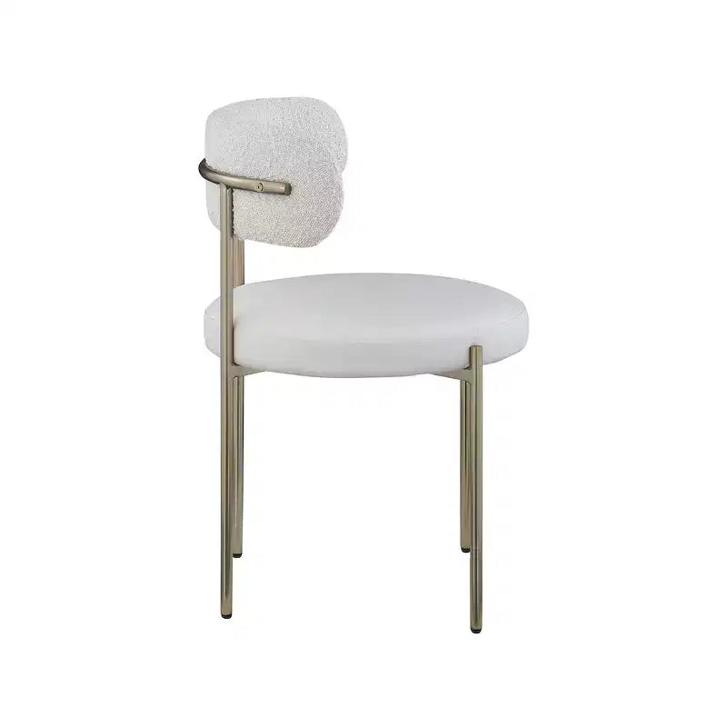 Meridian Furniture,Beacon Vegan Leather and Boucle Fabric Dining Chair, Set of 2