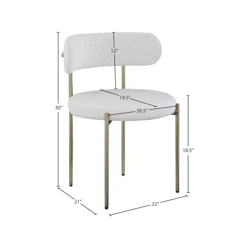 Meridian Furniture,Beacon Vegan Leather and Boucle Fabric Dining Chair, Set of 2