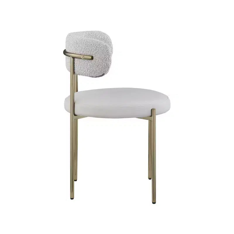 Meridian Furniture,Beacon Vegan Leather and Boucle Fabric Dining Chair, Set of 2