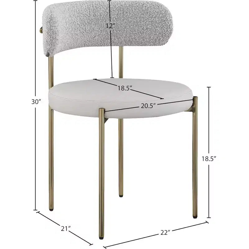 Meridian Furniture,Beacon Vegan Leather and Boucle Fabric Dining Chair, Set of 2