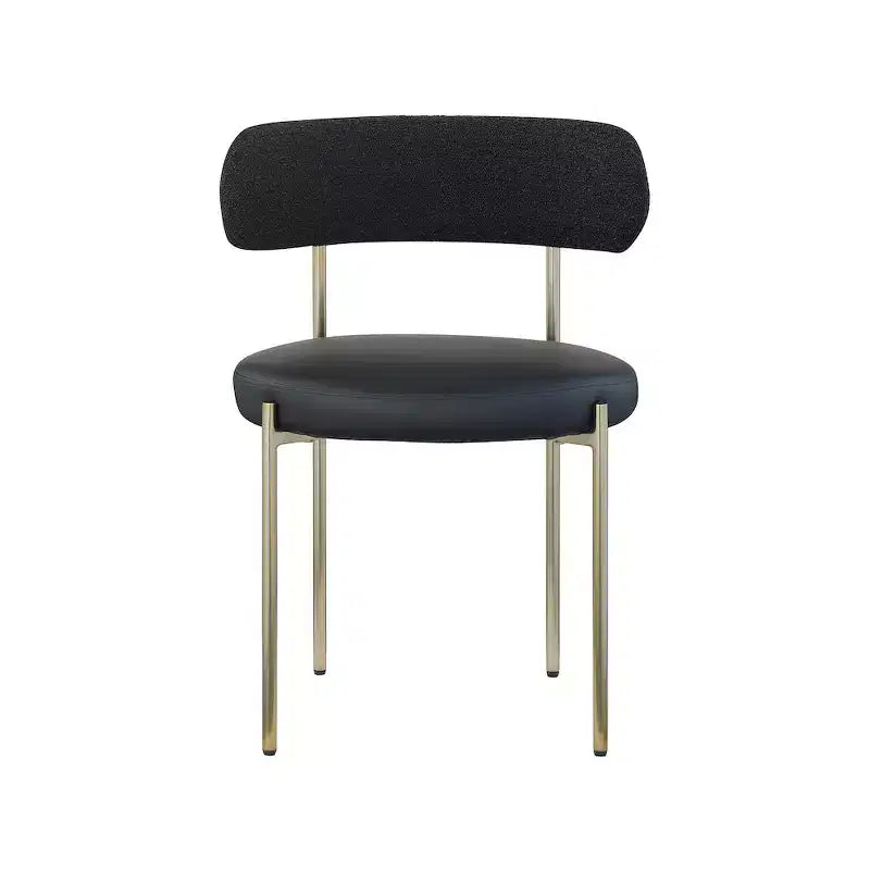 Meridian Furniture,Beacon Vegan Leather and Boucle Fabric Dining Chair, Set of 2