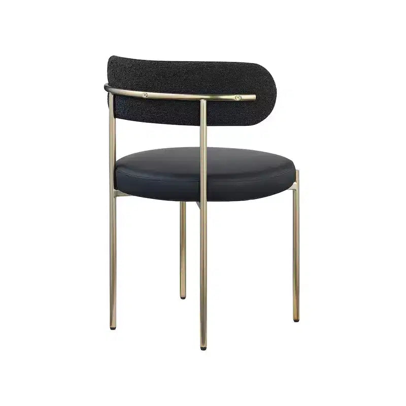 Meridian Furniture,Beacon Vegan Leather and Boucle Fabric Dining Chair, Set of 2