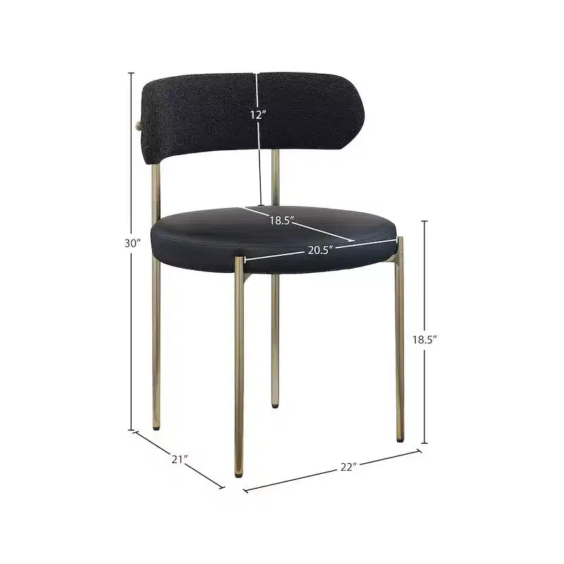 Meridian Furniture,Beacon Vegan Leather and Boucle Fabric Dining Chair, Set of 2