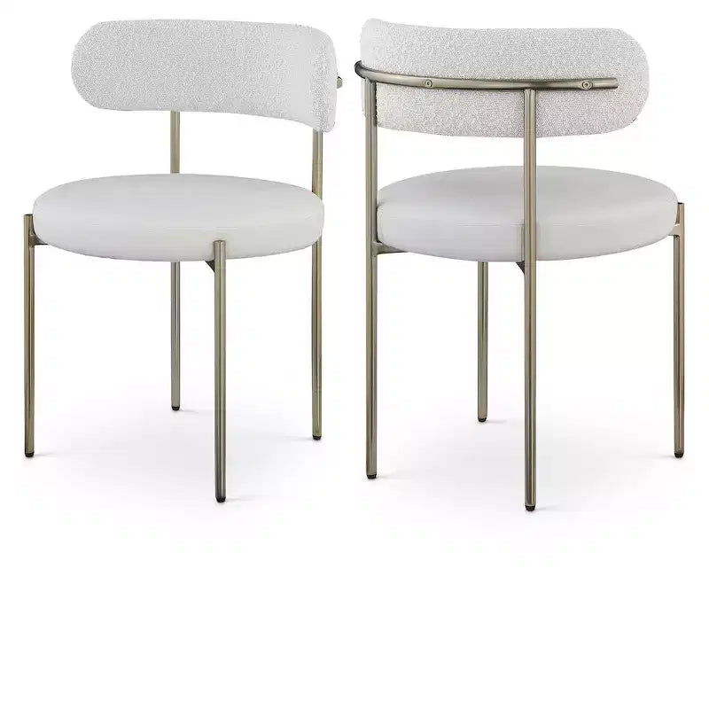 Meridian Furniture,Beacon Vegan Leather and Boucle Fabric Dining Chair, Set of 2