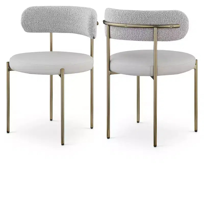 Meridian Furniture,Beacon Vegan Leather and Boucle Fabric Dining Chair, Set of 2