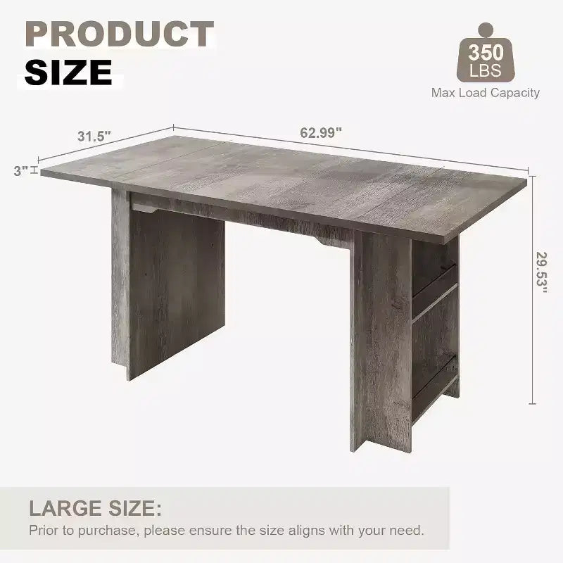 CuisinSmart Farmhouse Dining Table With 4 Spacious Storage Shelves, Rustic Wooden Rectangular Kitchen Table, Seats 4-6
