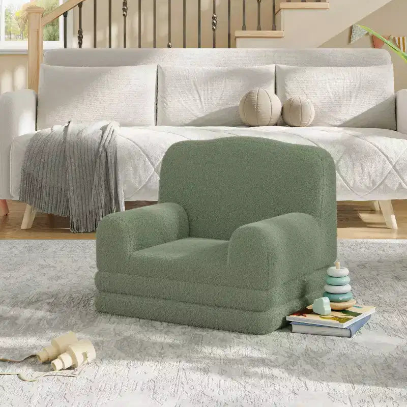 2-in-1 Kids Convertible Couch & Lounger Chair - Foldable Foam Toddler Sofa