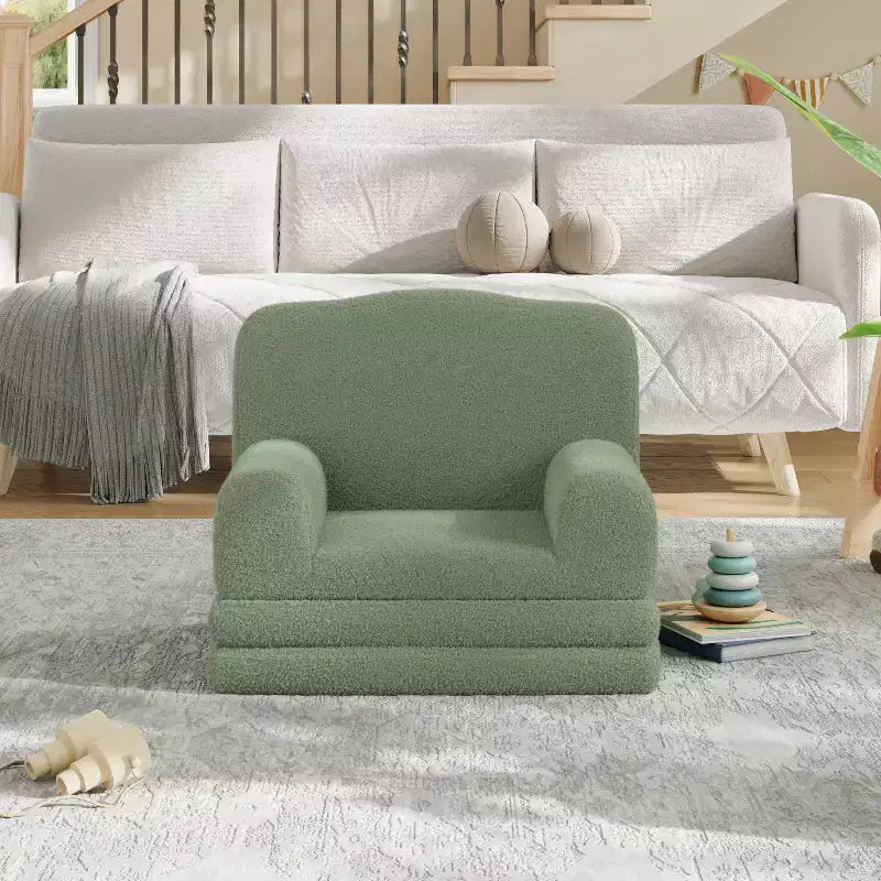 2-in-1 Kids Convertible Couch & Lounger Chair - Foldable Foam Toddler Sofa