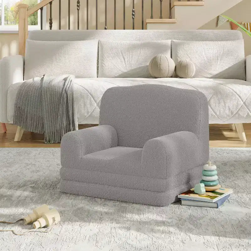 2-in-1 Kids Convertible Couch & Lounger Chair - Foldable Foam Toddler Sofa