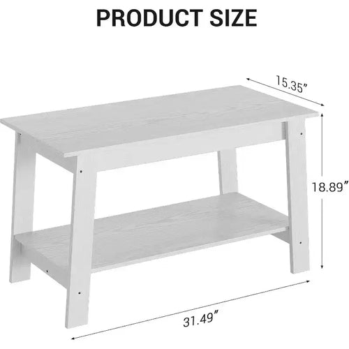31.5 Modern Industrial Farmhouse Coffee Table with 2-Tier Storage, Black Rectangular MDF Table, Compact Durable Living Room & Office Table