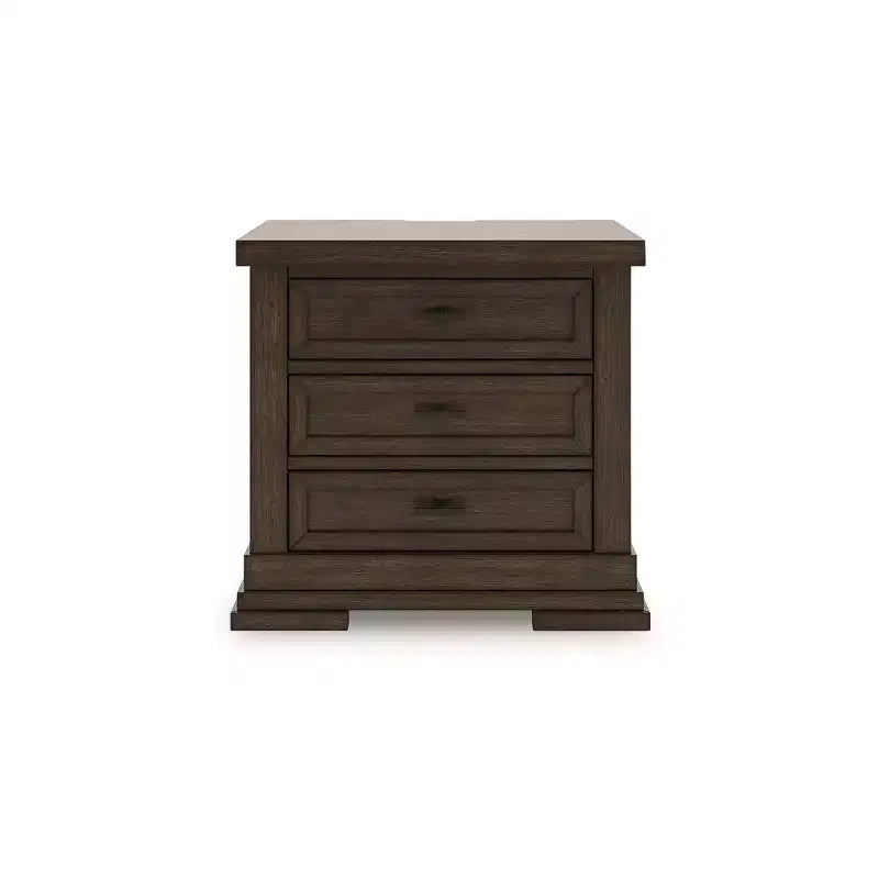 Signature Design by Ashley Taffenbrook 3-Drawer Nightstand with USB Charging and Power Outlets - Medium Brown