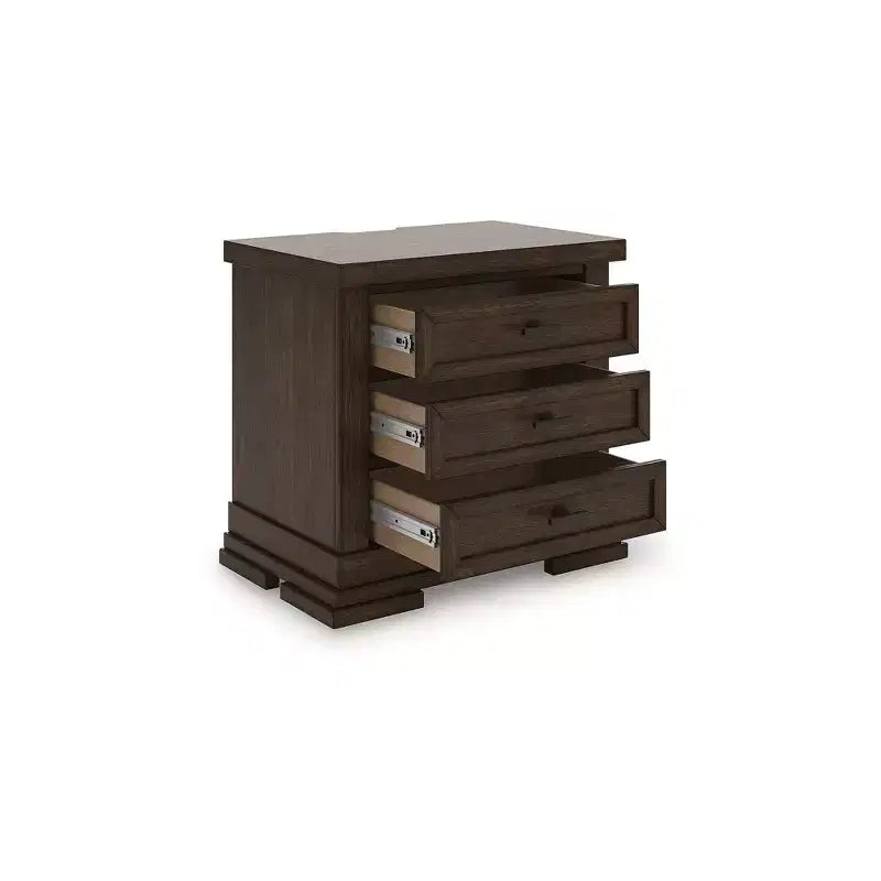 Signature Design by Ashley Taffenbrook 3-Drawer Nightstand with USB Charging and Power Outlets - Medium Brown