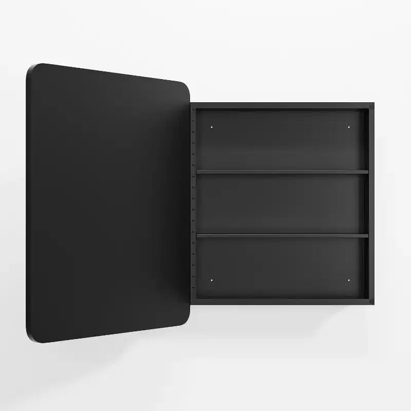 30 * 24 Inch Black Rectangular Bathroom Medicine Cabinet With Mirror