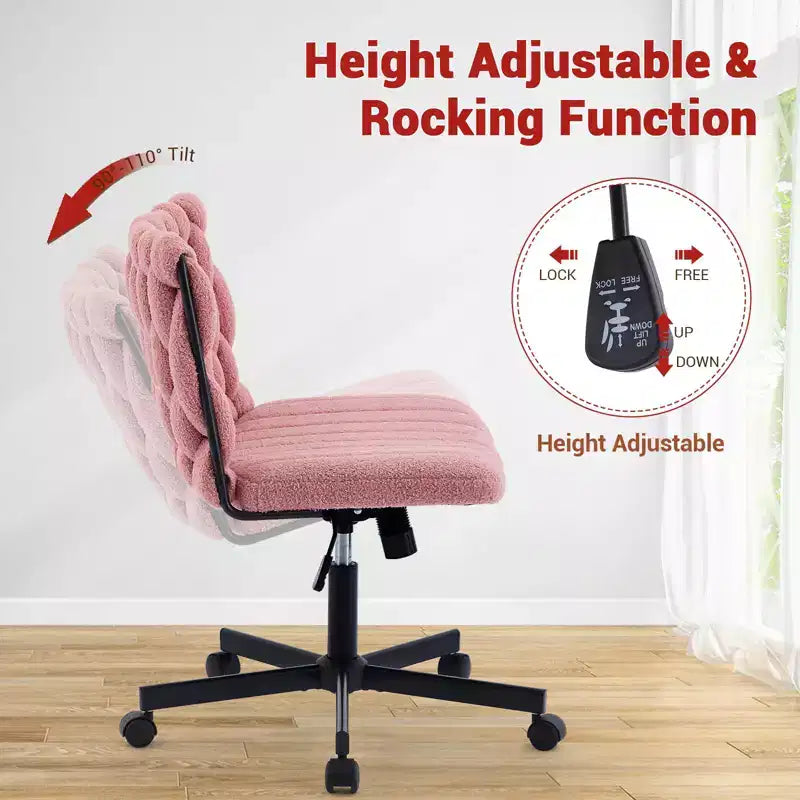 Rolling Desk Chair, Gray Fabric Criss Cross Chair, Swivel Home Office Chair with Wheels, Wide Seat Computer Task Chair, Height Adjustable Vanity Chair