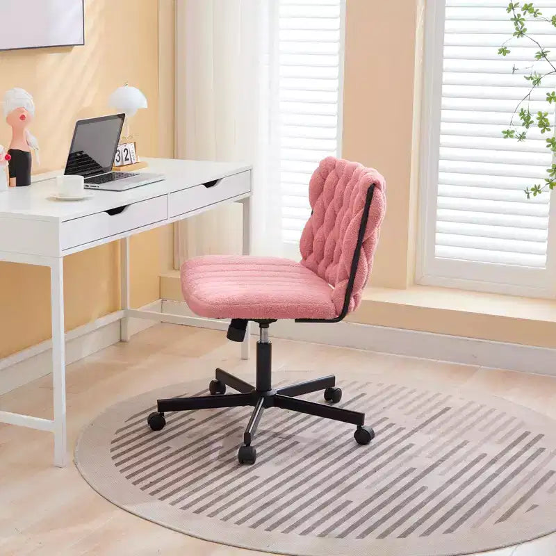 Rolling Desk Chair, Gray Fabric Criss Cross Chair, Swivel Home Office Chair with Wheels, Wide Seat Computer Task Chair, Height Adjustable Vanity Chair