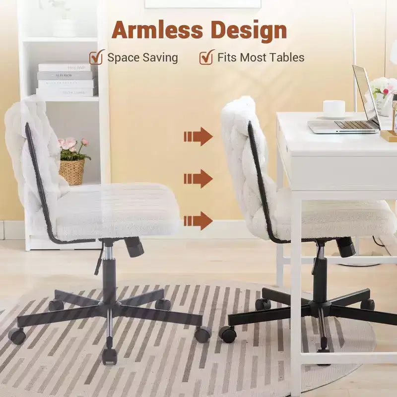 Rolling Desk Chair, Gray Fabric Criss Cross Chair, Swivel Home Office Chair with Wheels, Wide Seat Computer Task Chair, Height Adjustable Vanity Chair
