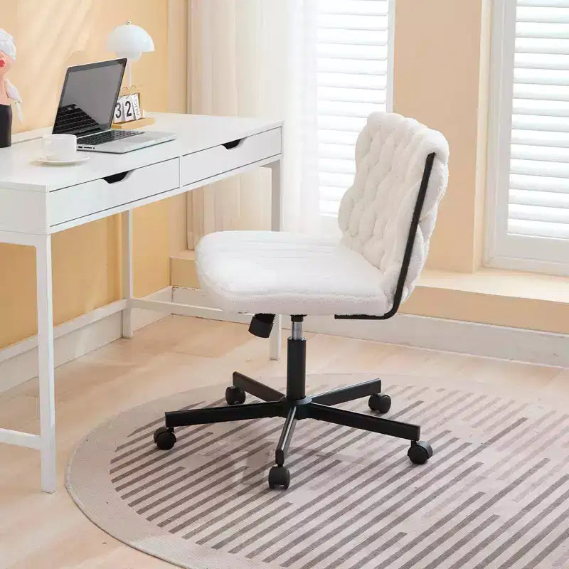 Rolling Desk Chair, Gray Fabric Criss Cross Chair, Swivel Home Office Chair with Wheels, Wide Seat Computer Task Chair, Height Adjustable Vanity Chair