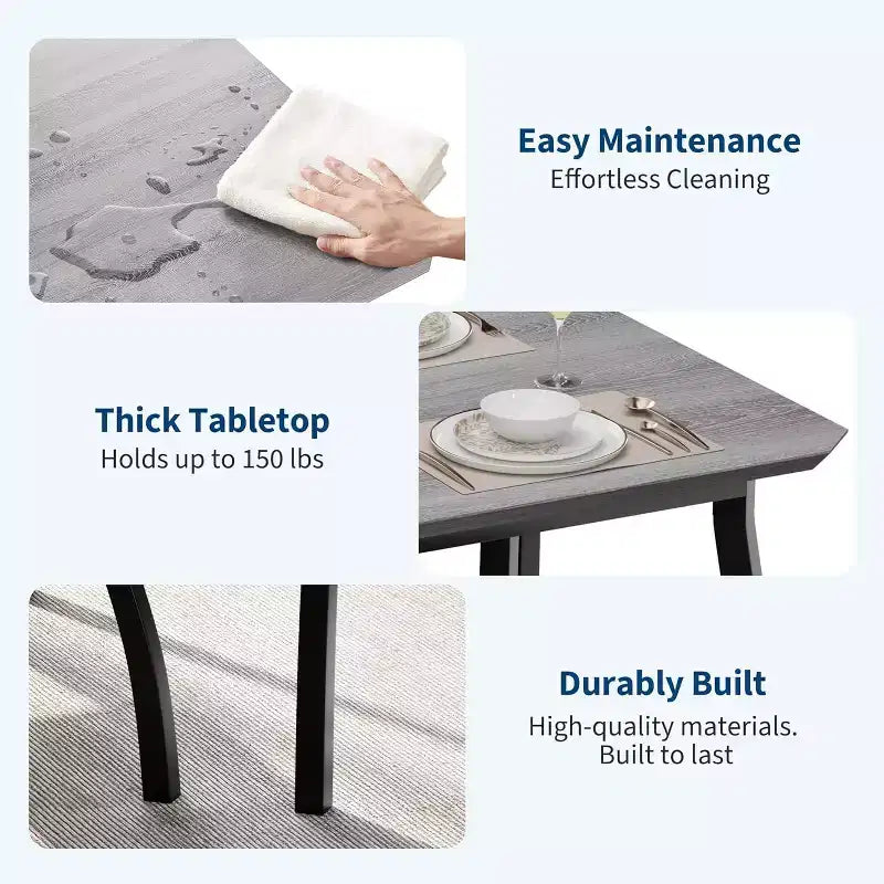 CuisinSmart Dining Table Set for 4, Kitchen Table with 2 Upholstered Bench, 3 Piece Dining Furniture Set for Small Space